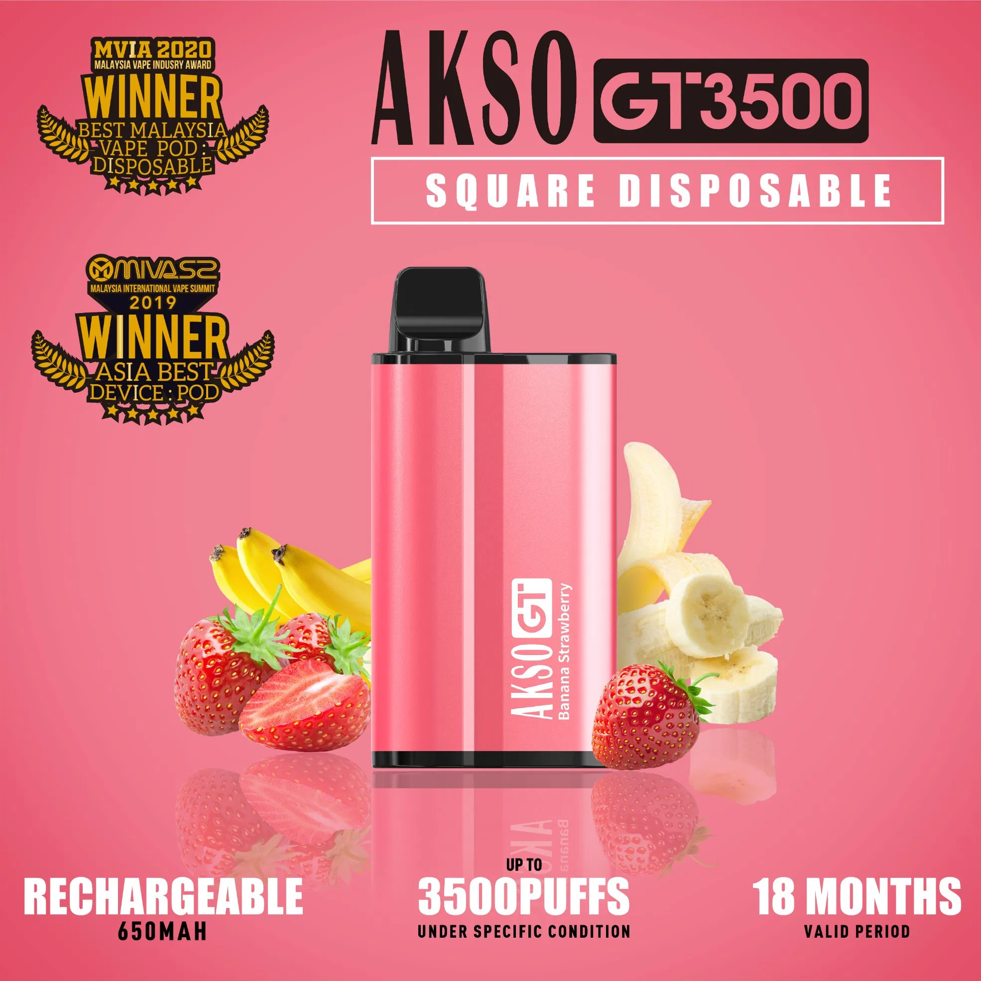 3500puffs Health Electronic Cigarette Disposable Vape Wholesale OEM ODM Welcomed High Quality Akso Gt Rechargeable Vape Pod Device
