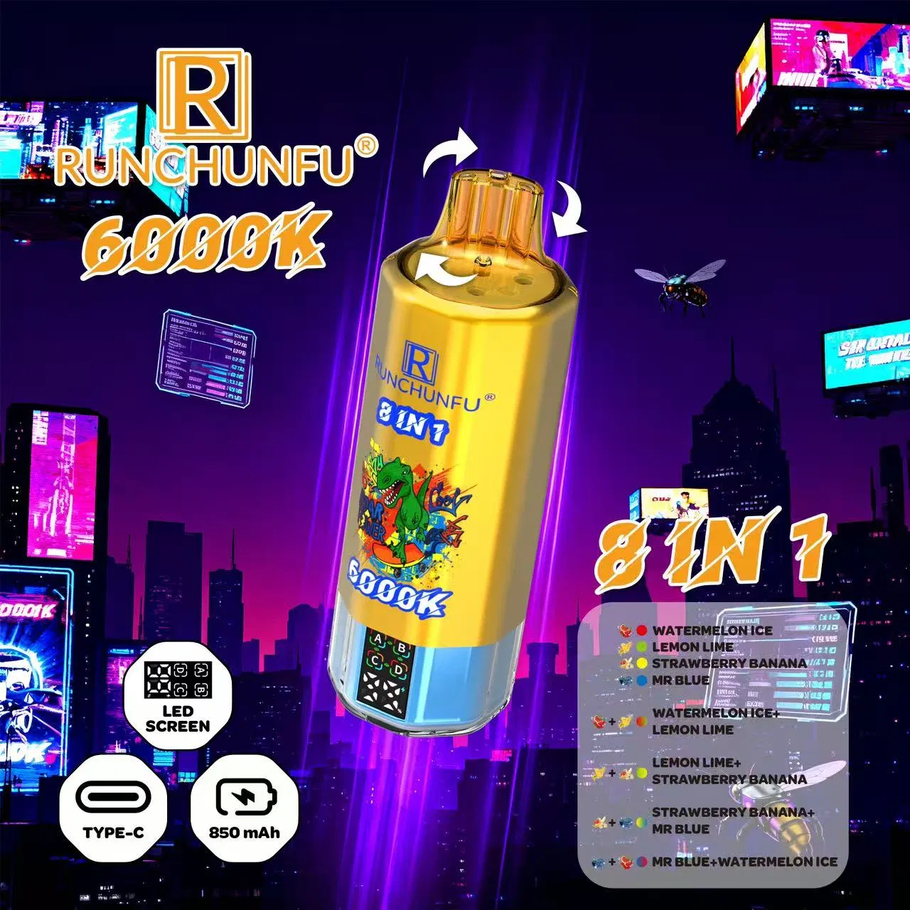 Runchunfu 6000K Puffs Wholesale I Vape Disposable Electronic Cigarette Puff 15K 25K Dual Pod Dual Mesh Coil Device Vapers Puff