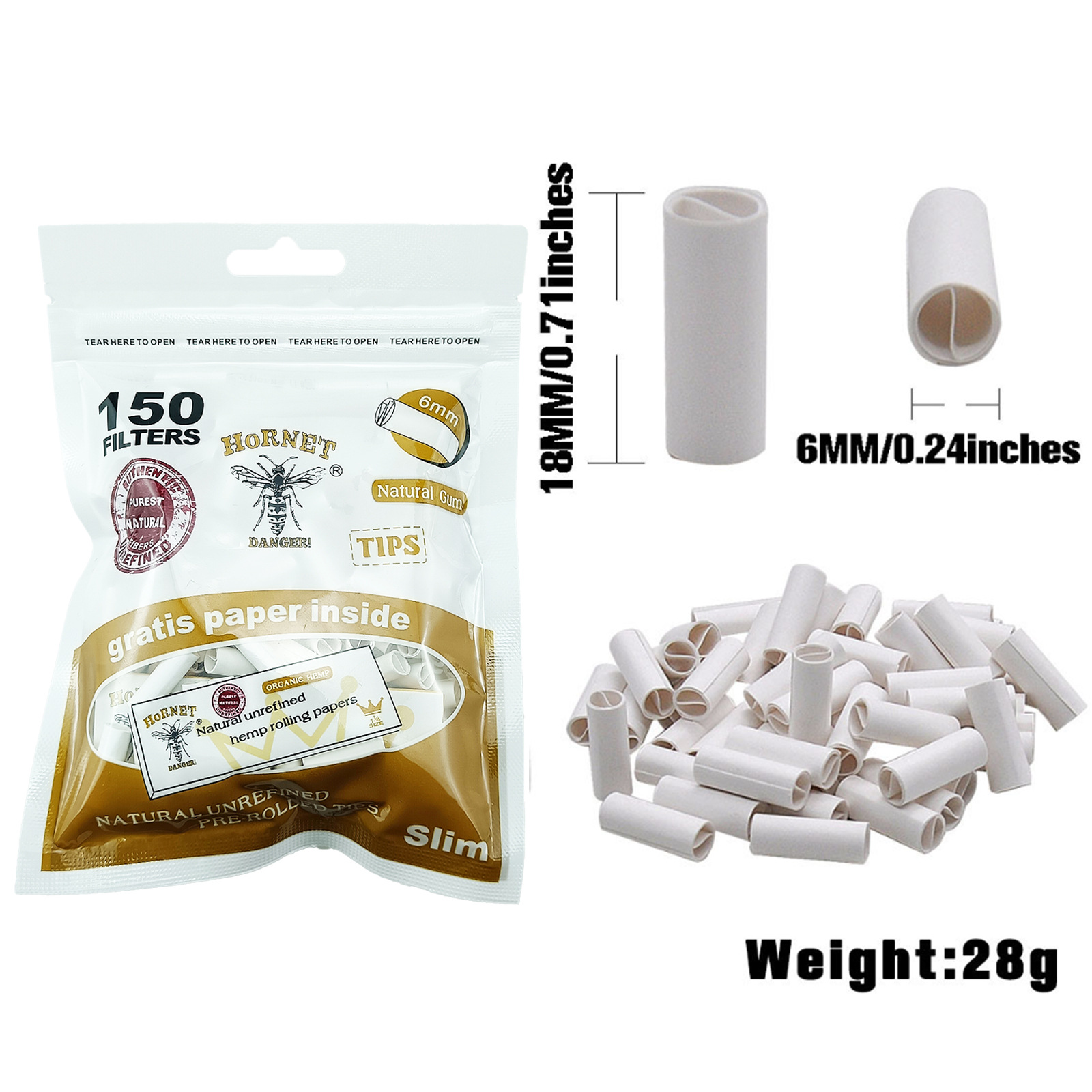 Bestselling 5/6/7mm Disposable Brown and White Filter Paper Cigarette Holders 100/150 Pieces Per Bag