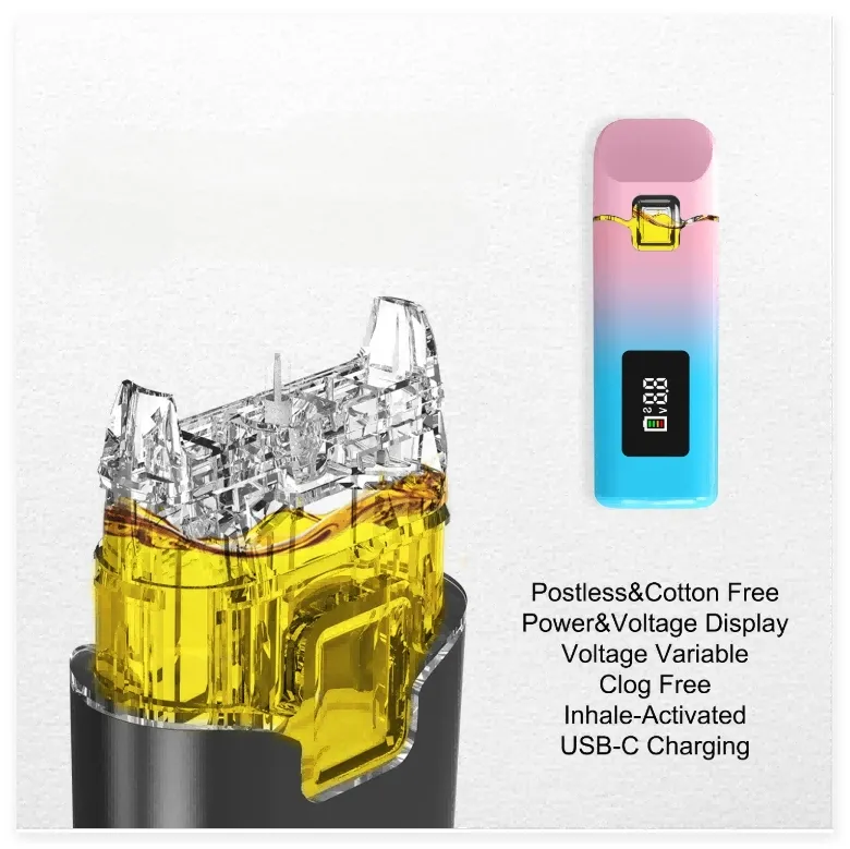 Fast Shipping 2ml Smart Display Screen Empty Postless Carts Disposable Pen Device with Preheat