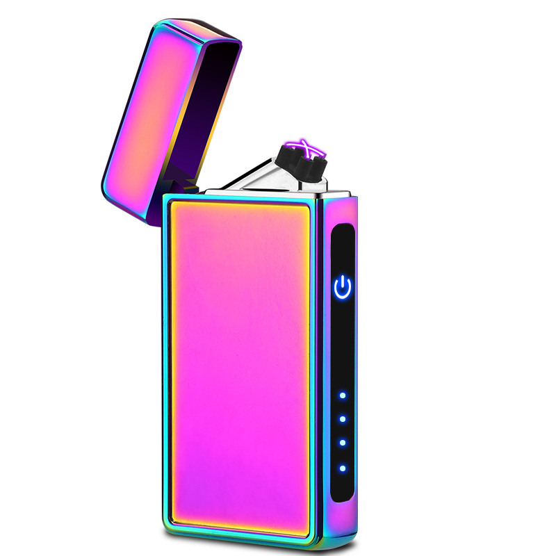 Modern Design Grooved Patch Thermal Transfer Rechargeable Arc Lighter Windproof Electronic Cigarette with Gift