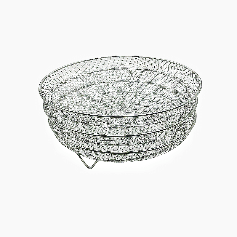 Portable 304 Stainless Steel Barbecue Grill Mesh Tray Reusable Round Corrosion Resistant Heat Resistant