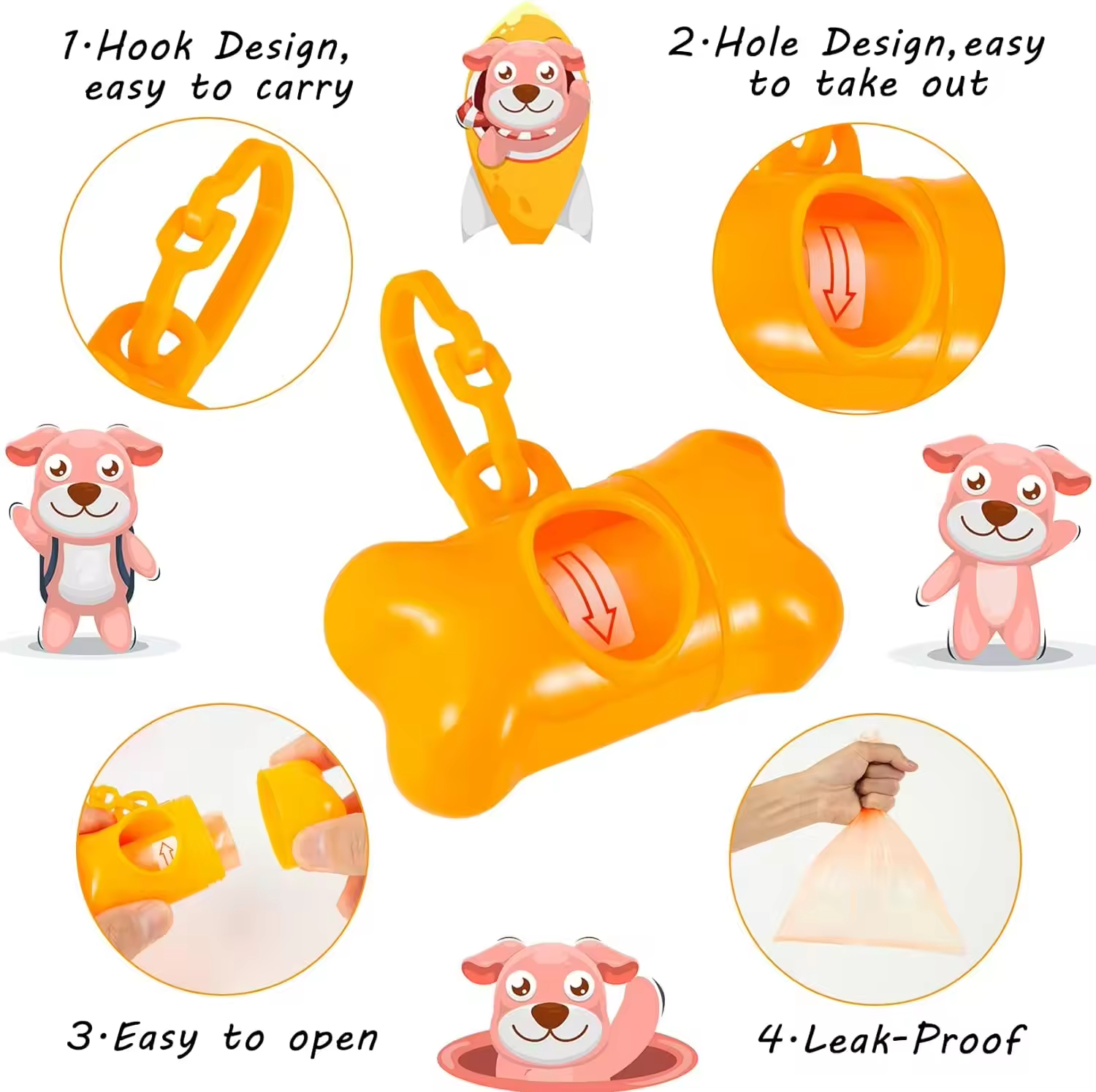 Wholesale Custom Logo Bone Shape Dog Poop Bag Holder Biodegradable Pet Waste Dog Poo Bags