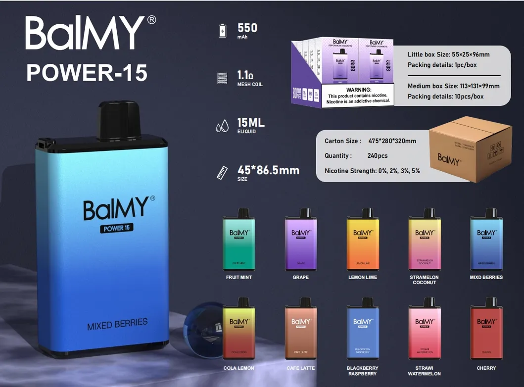 Premium Balmy Power 15 Disposable Pod Device - 6000 Puffs