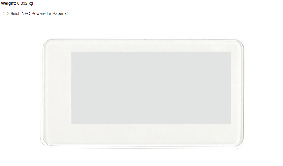 2.9inch Passive NFC-Powered E-Paper, No Battery
