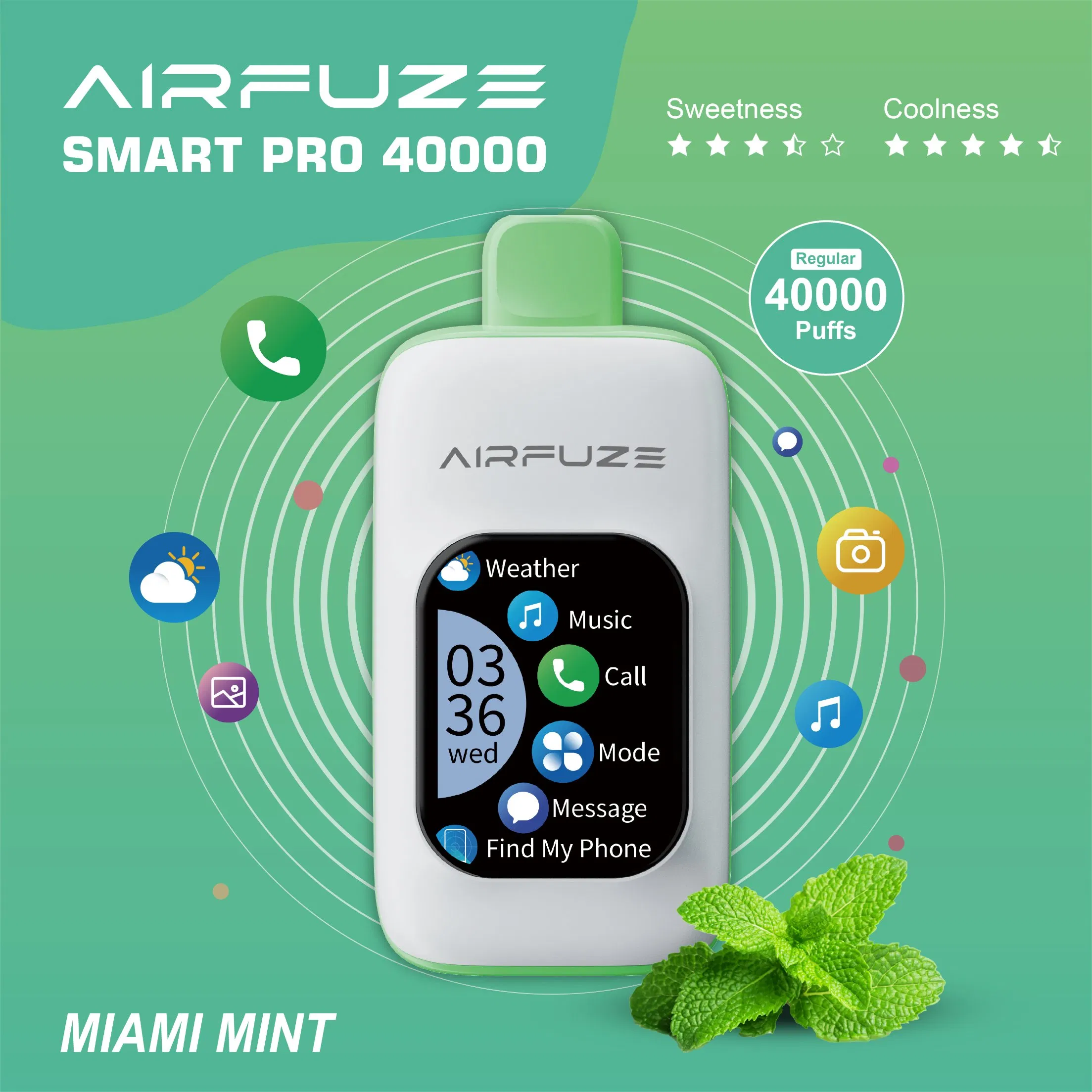 New Arrival Airfuze Smart 40000 Puffs Disposable E Cigarette E Hookah Charger Smoke Vape Pen 40K TFT Screen Display Vape Device