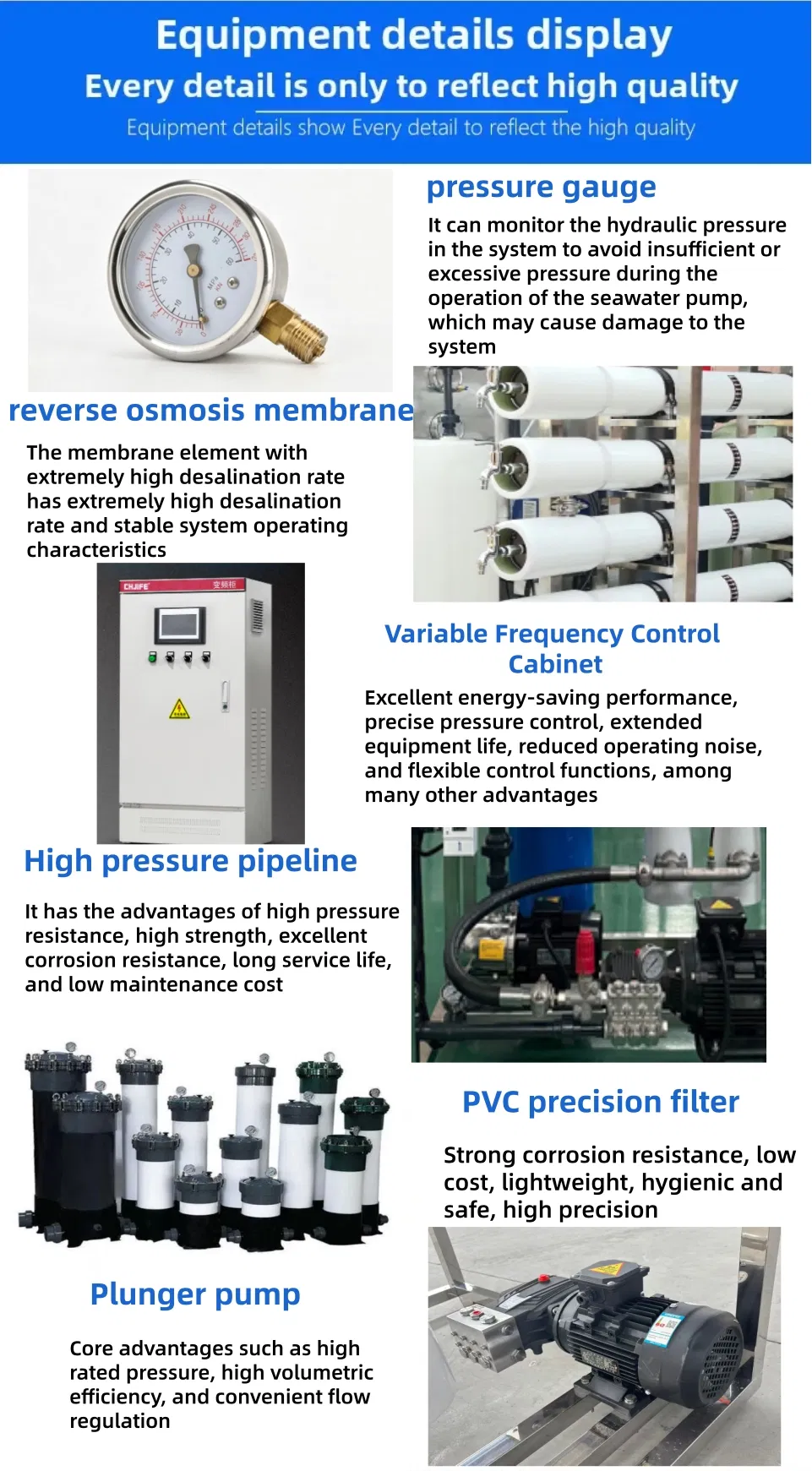 High Efficiency 1-2t Reverse Osmosis Device for Seawater Desalination