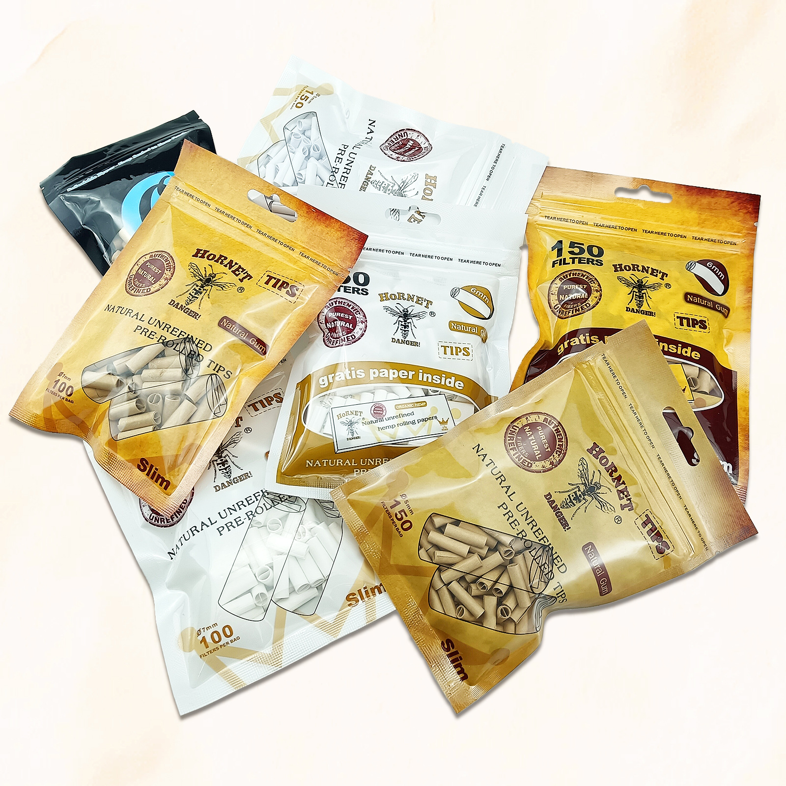 Bestselling 5/6/7mm Disposable Brown and White Filter Paper Cigarette Holders 100/150 Pieces Per Bag