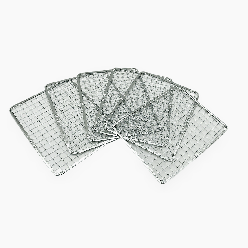 Portable 304 Stainless Steel Barbecue Grill Mesh Tray Reusable Round Corrosion Resistant Heat Resistant