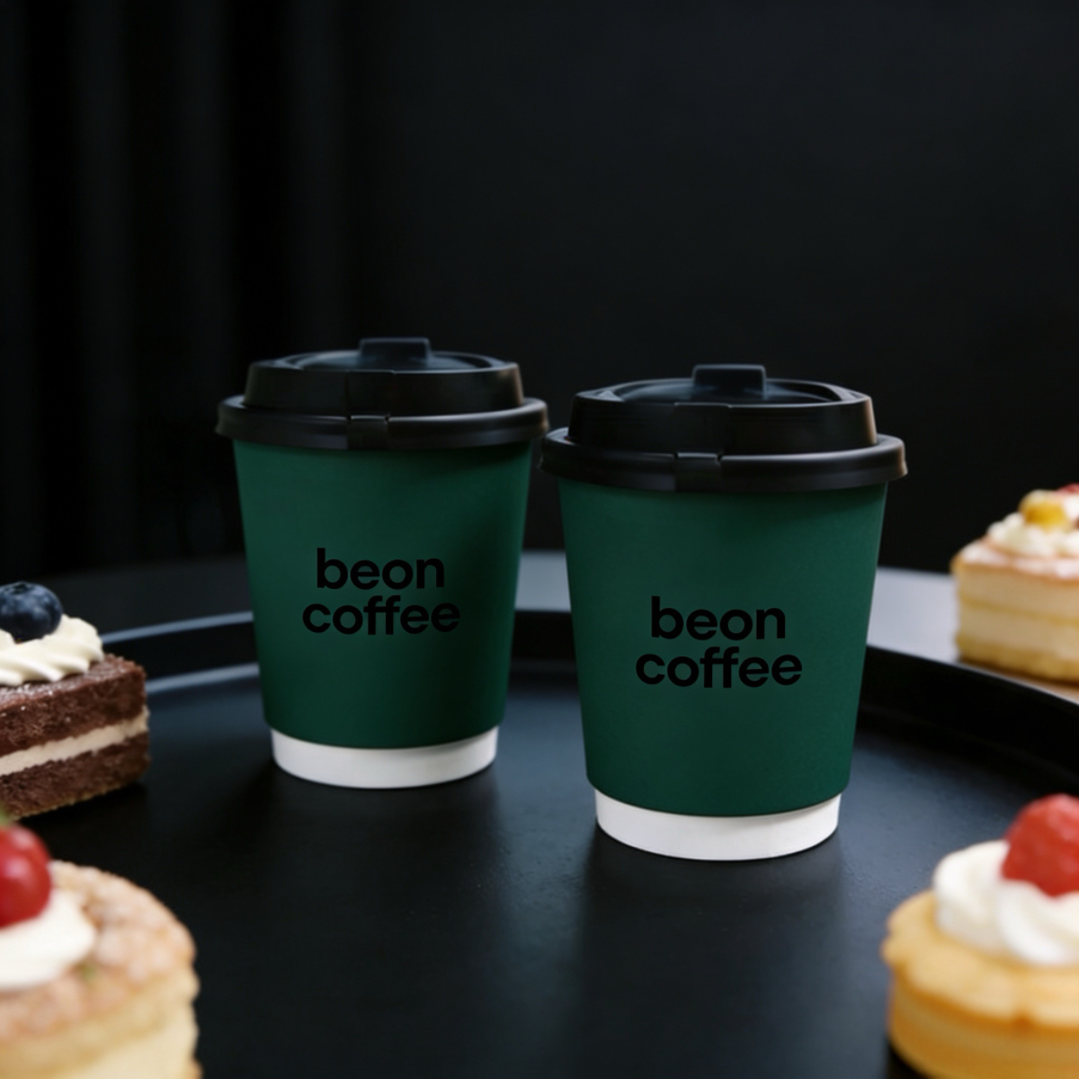 Disposable Custom Logo Double Wall Tea Paper Cups PE Lined Hot Coffee Paper Cups with Lid