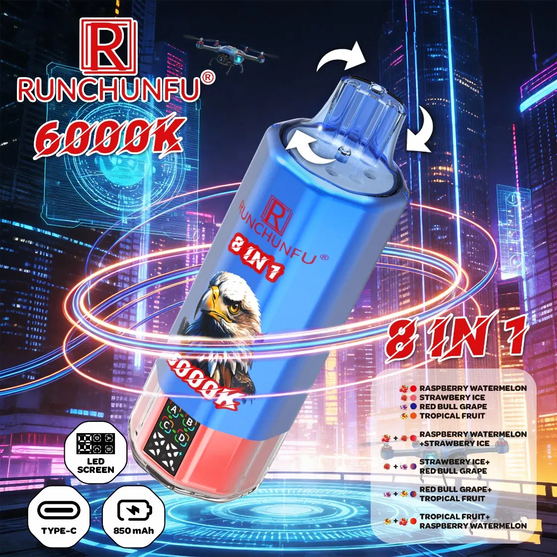 Runchunfu 6000K Puffs Wholesale I Vape Disposable Electronic Cigarette Puff 15K 25K Dual Pod Dual Mesh Coil Device Vapers Puff