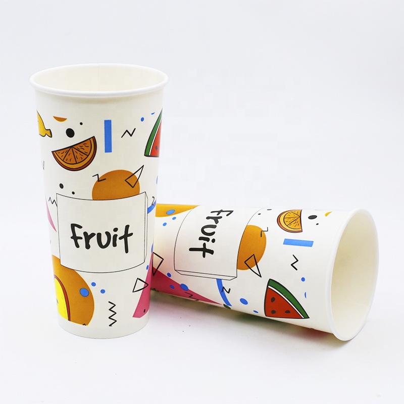 22oz Double Pe Coated Cold Drink Paper Cup Printed Disposable Paper Hot/cold Drink Cups