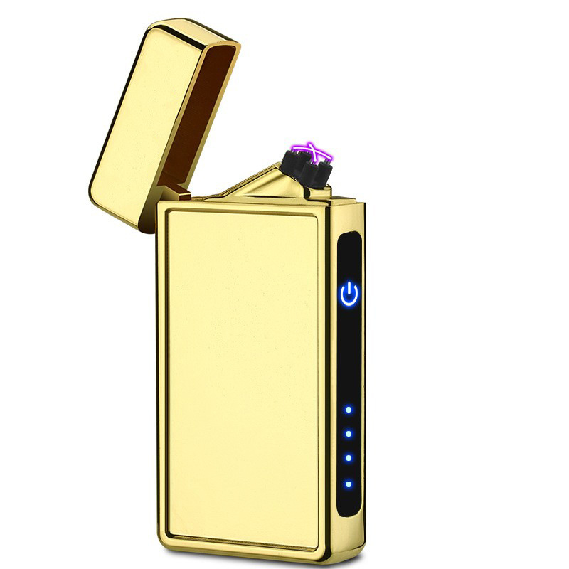 Modern Design Grooved Patch Thermal Transfer Rechargeable Arc Lighter Windproof Electronic Cigarette with Gift
