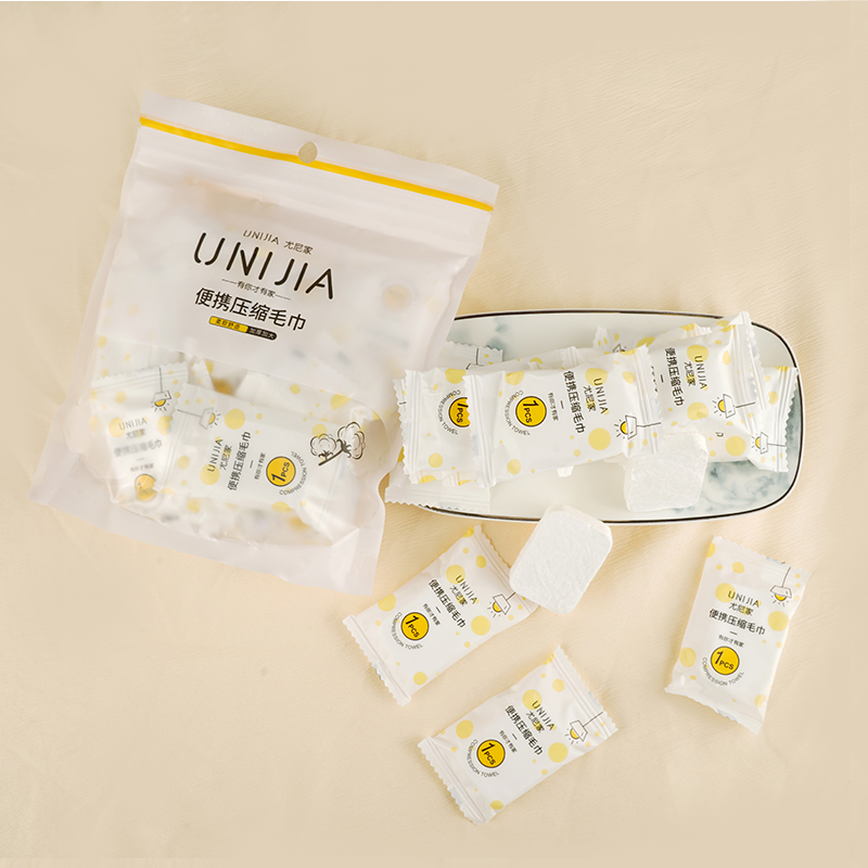 Compressed Coin Towel Disposable Bath Essentials Individually Wrapped Portable Travel, OEM Biodegradable Compressed Facial Towel