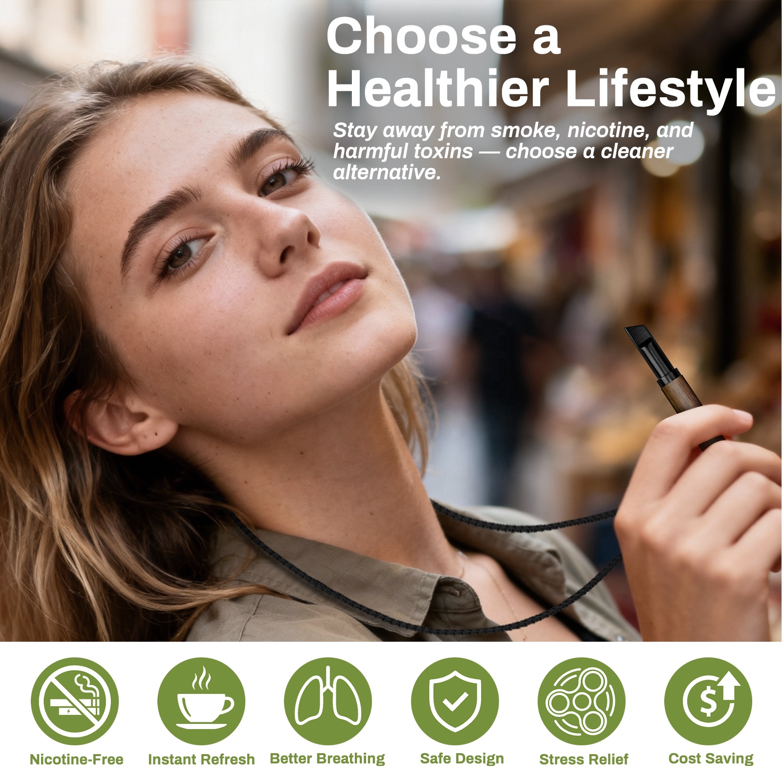 Custom Flavored Air Stainless Vaporless Smokeless Free-Nicotin Inhaler Quit Smoking Stick with Cores