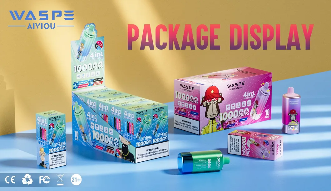 Waspe Vape 100K 80K 60K 40K Puffs Rechargeable Disposable E-Cigarette Pen 4 Flavors Vaper Pod Device EU Stock for Germany Spain Market
