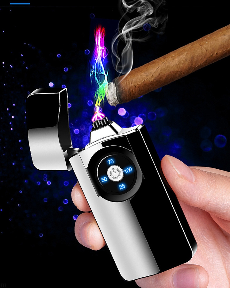 KY Custom Logo Luxury Touch Sence Pulse Dual Arc Battery Windproof Chargeable Lighter Electronic Cigarette