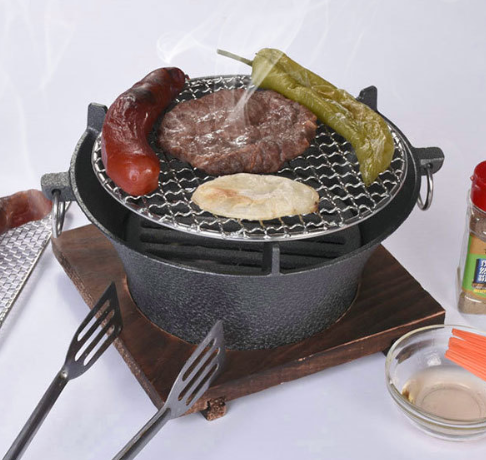 Portable 304 Stainless Steel Barbecue Grill Mesh Tray Reusable Round Corrosion Resistant Heat Resistant