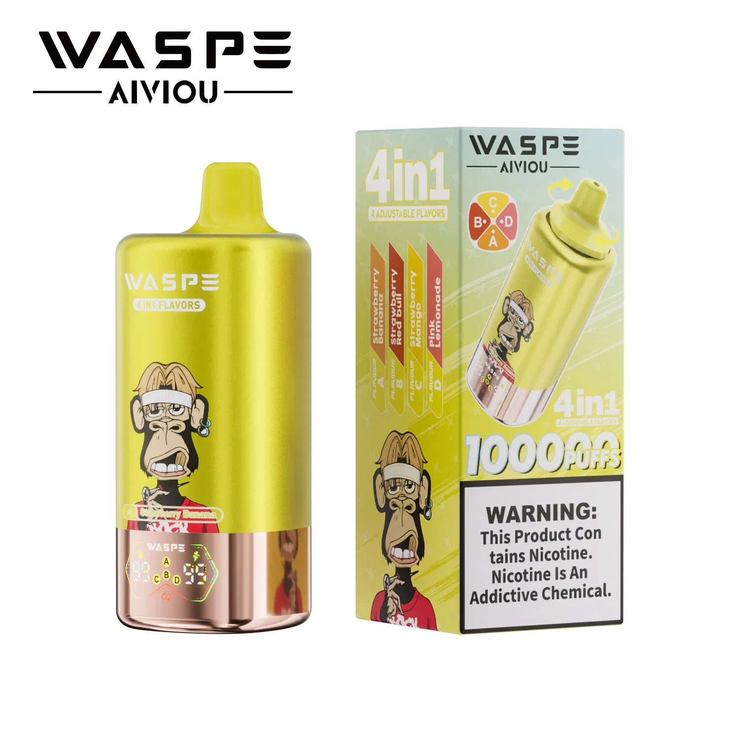 Waspe Vape 100K 80K 60K 40K Puffs Rechargeable Disposable E-Cigarette Pen 4 Flavors Vaper Pod Device EU Stock for Germany Spain Market