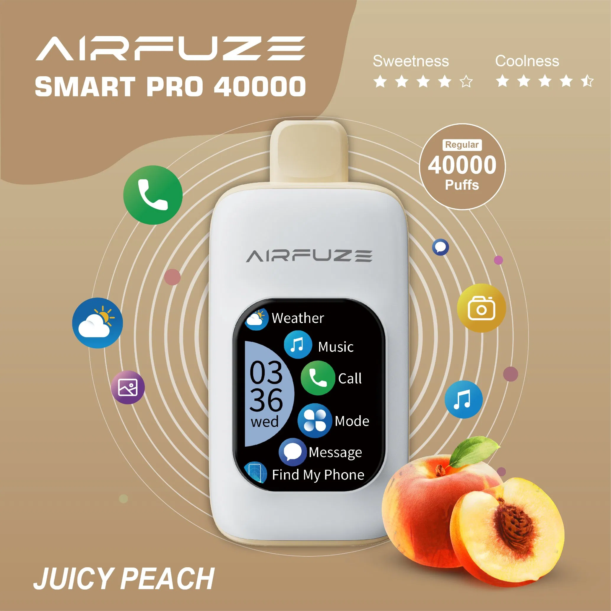 New Arrival Airfuze Smart 40000 Puffs Disposable E Cigarette E Hookah Charger Smoke Vape Pen 40K TFT Screen Display Vape Device