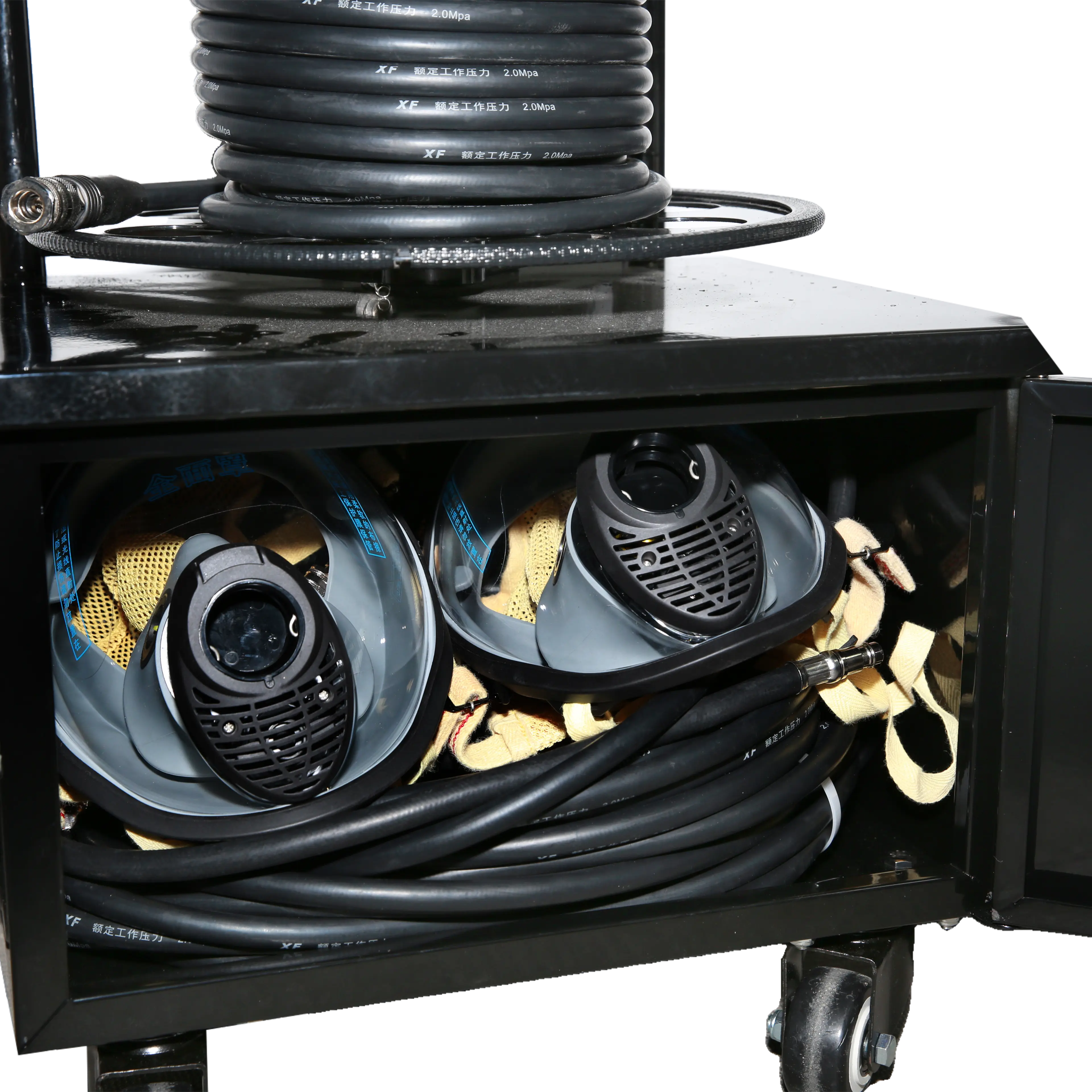 Professional 4-Pack Cylinder Trolley Carbon Fiber Mobile Breathing Air Supply 300Bar Pressure 27-Minute Use Confined Space