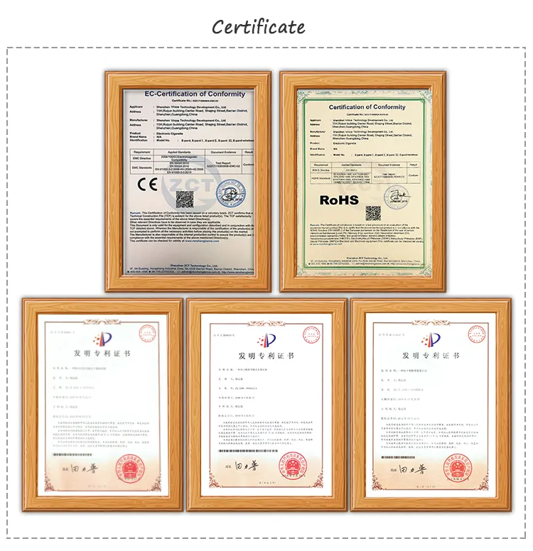Certifications for 1ml / 2ml Box Vape Device