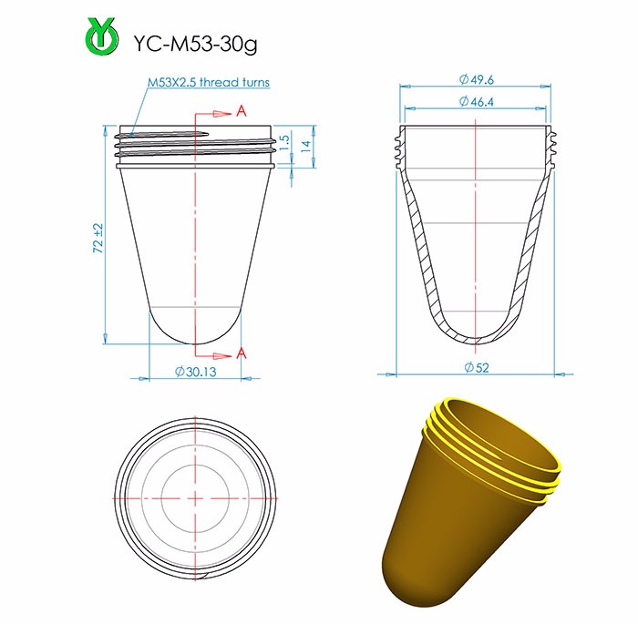 53-83mm 30G Mega Wide Mouth PET Preform Manufacturers in China Pet Jar Preform