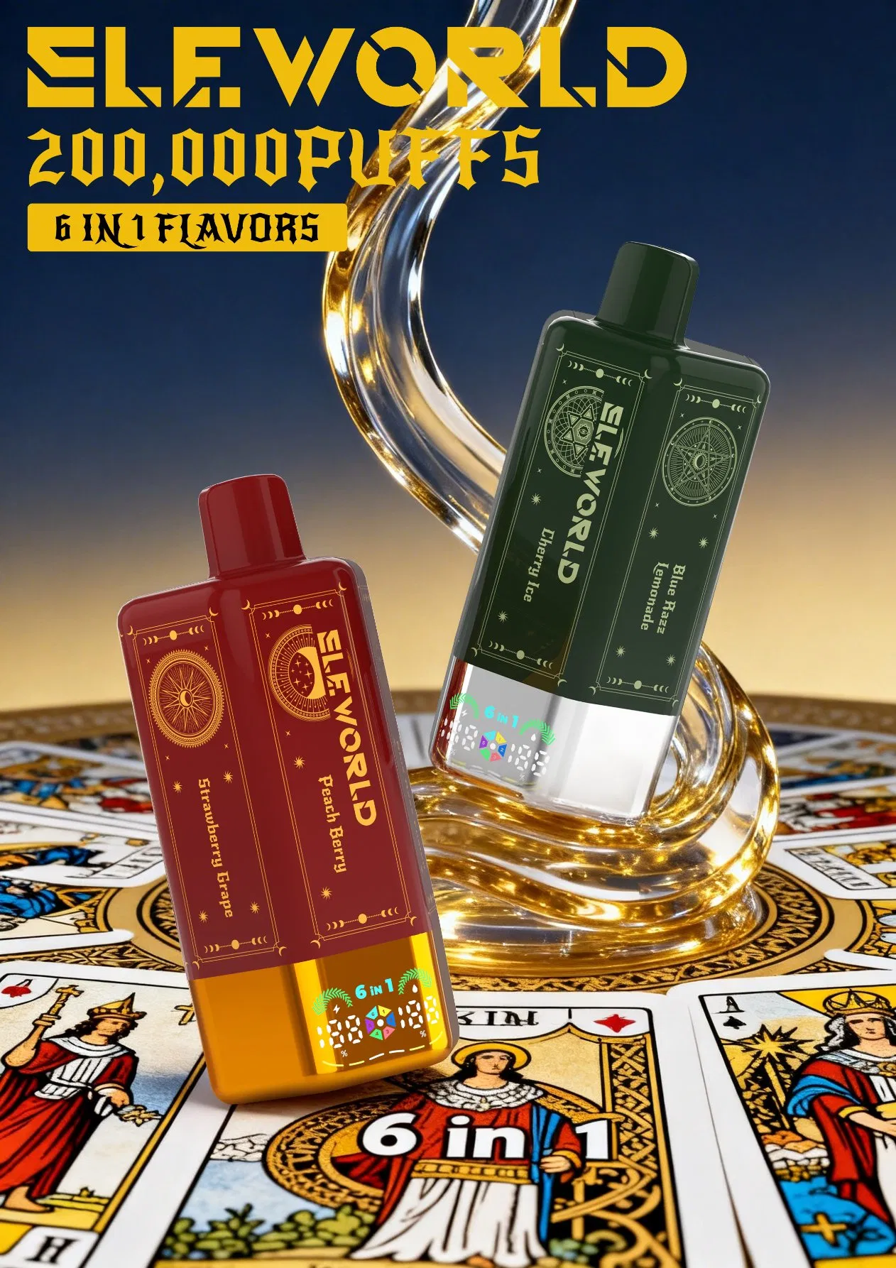 Eleworld 100K 200K Puffs 6 In1 Flavors Device Stagbar180K 80K EU Vaper Adjustable Airflow Wholesale Cheap Factory Price ODM OEM