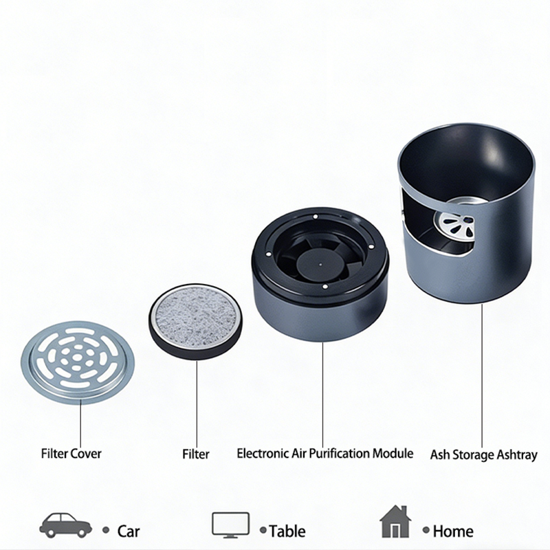 Premium Aluminum Electronic Ashtray Smoke Eater for Cigarettes &amp; Smokers