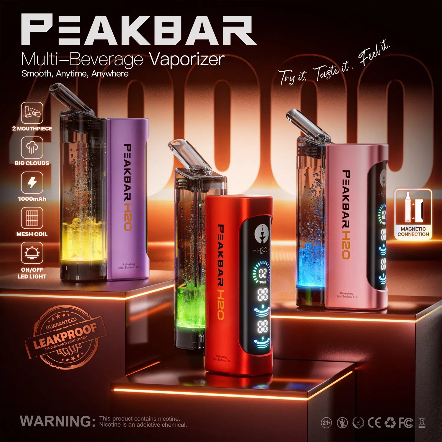 Full LCD Screen Factory Wholesale Rechargeable Battery Prefilled 2ml E Juice Multi Flavors Disposable Vape Pod Device