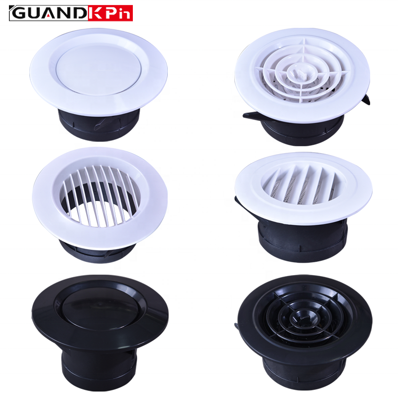 High-quality White ABS Plastic Round Disc Indoor Vent, Air Grille, Diffuser Air Supply Outlet For HVAC Ventilation Systems.