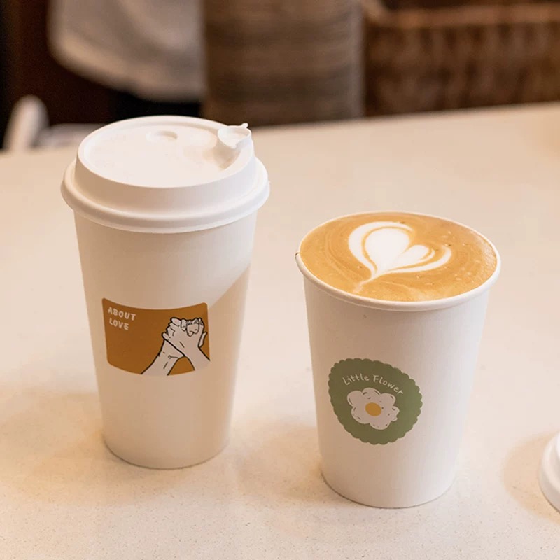 Disposable Double Wall Single Wall 8 12 16 22oz Custom logo Juice Drink Boba Bubble Milk Tea Hot Coffee Paper Cups with Lid