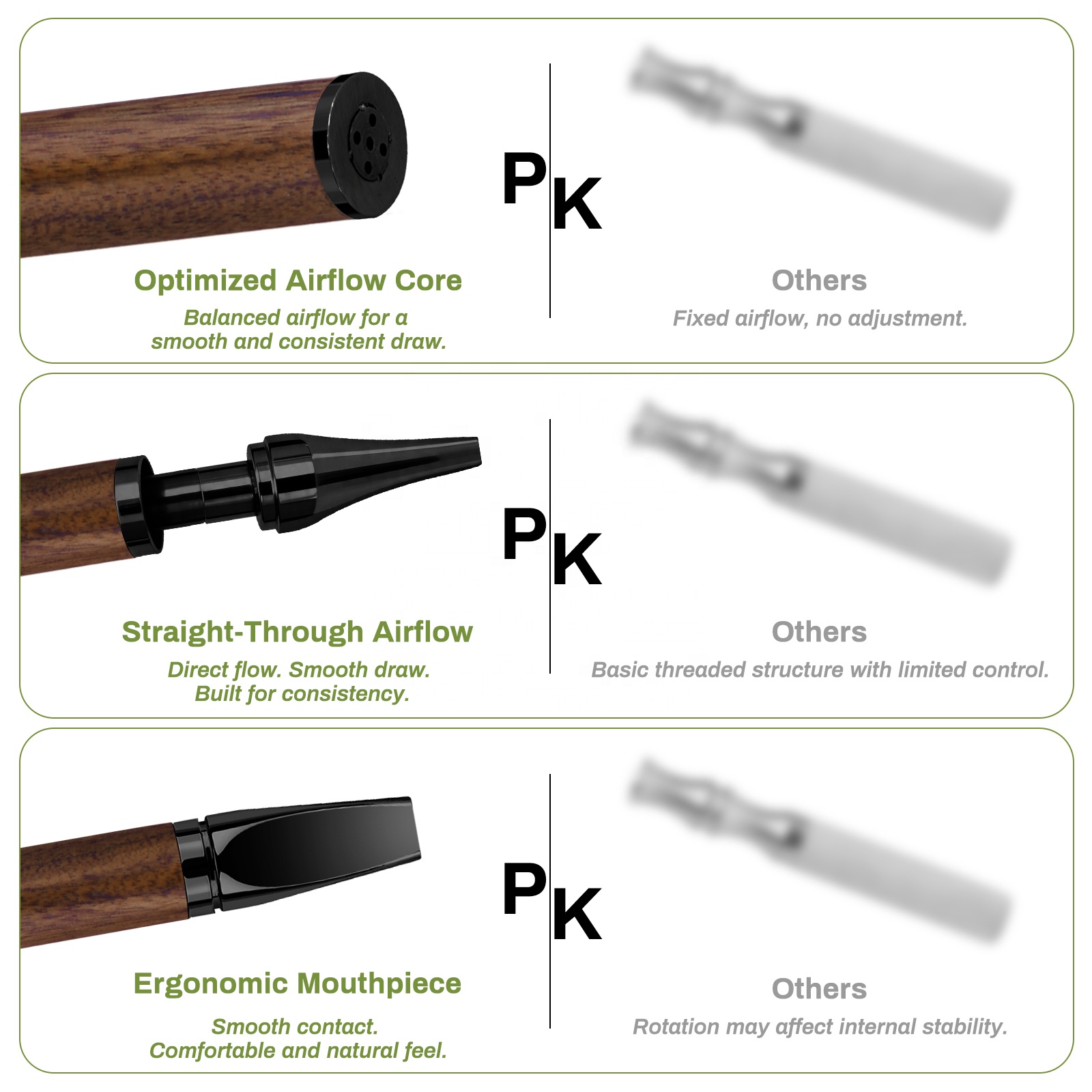 Quit-Vaping Tool Natural Wood &amp; Stainless Steel Handheld Inhaler Standard Airflow To Quit Smoking Habit Travel Friendly