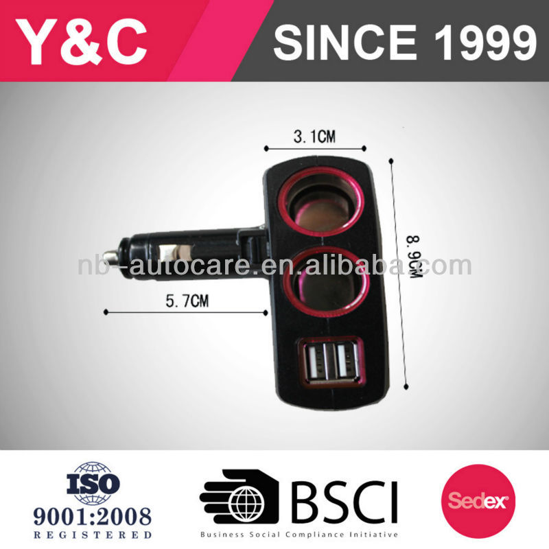 High Quality Female 12v Double Cigarette and Usb Electronic Cigarette Socket