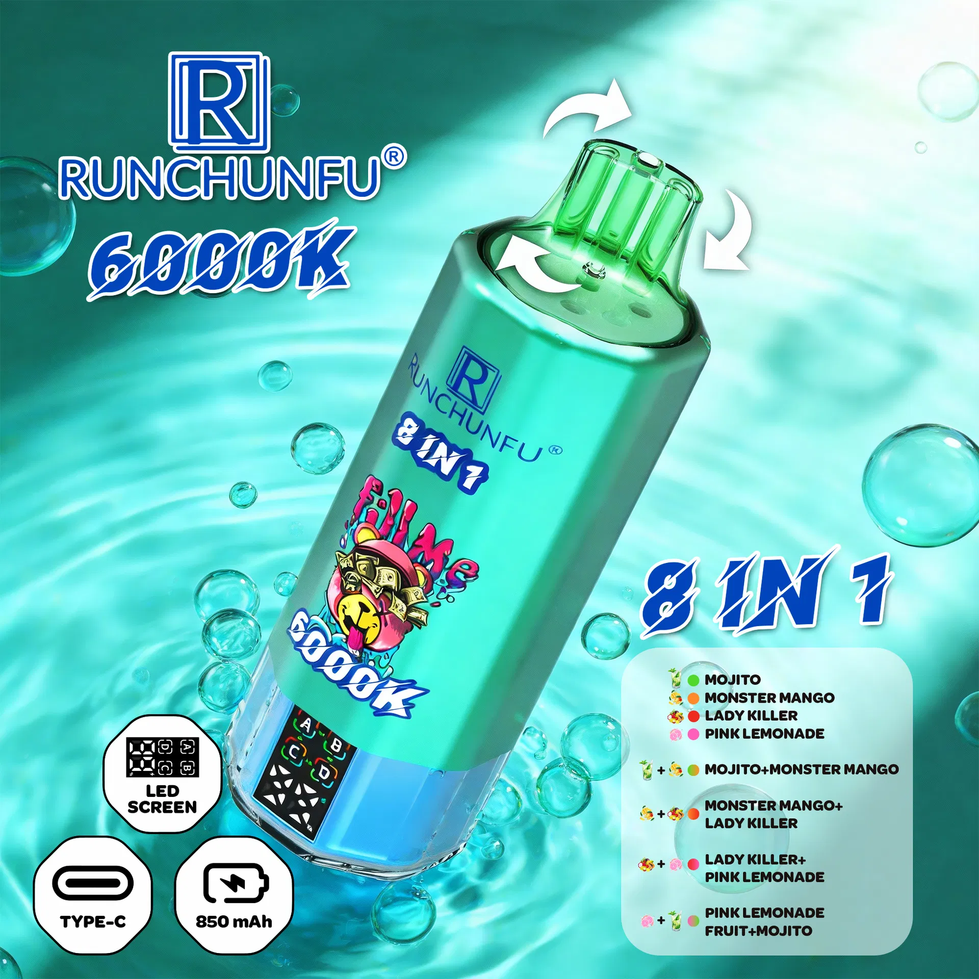 6000K Puffs Wholesale Disposable Electronic Cigarette Puff 15K 25K Dual Pod Dual Mesh Coil Device Vapers Puff
