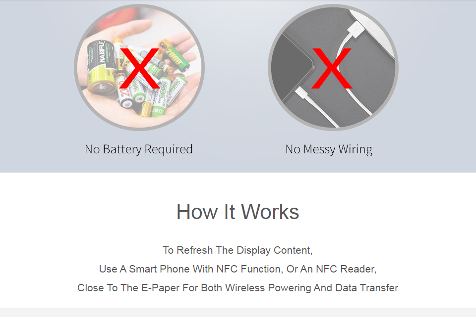 2.9inch Passive NFC-Powered E-Paper, No Battery