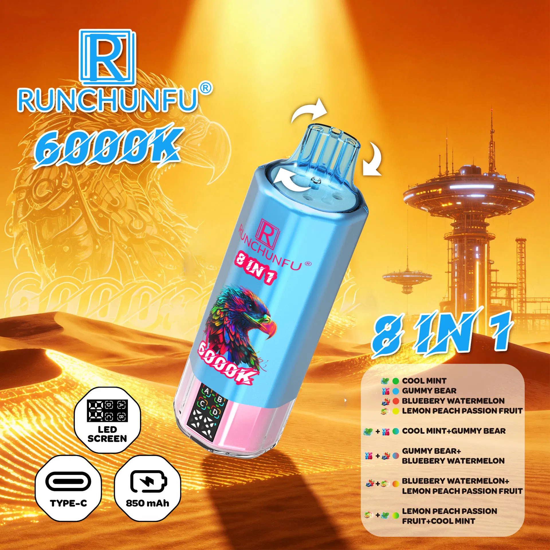 6000K Puffs Wholesale Disposable Electronic Cigarette Puff 15K 25K Dual Pod Dual Mesh Coil Device Vapers Puff