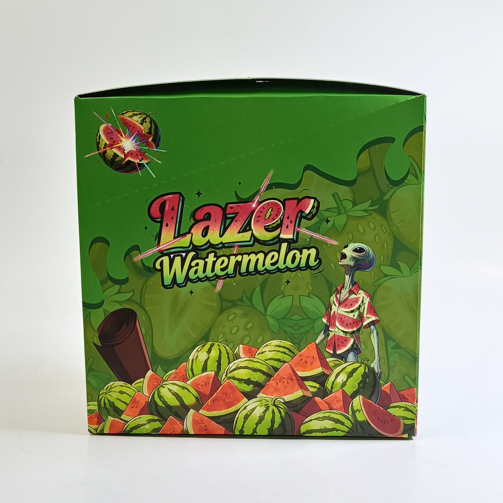 Alien Go New Watermelon Flavor Paper Tips Custom Logo Zipper Mylar Bags Cone Piece And Stem Pre Roll For Smoking