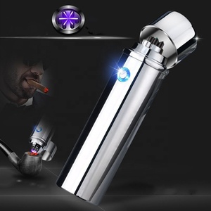 High Quality Custom Modern Design Triple Arc Gold Lighter Electronic Cigarette USB with Big Flame Cool Features Wholesale Print