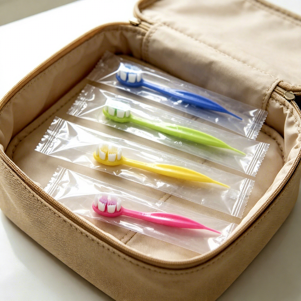 Eco-friendly Lightweight Disposable Toothbrush Soft Bristles Small Head Individually Wrapped Small Packs for Hotel &amp; Travel