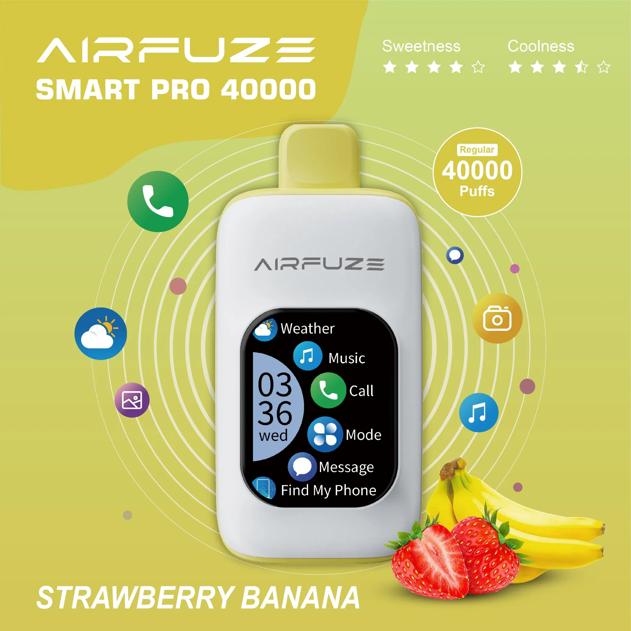 New Arrival Airfuze Smart 40000 Puffs Disposable E Cigarette E Hookah Charger Smoke Vape Pen 40K TFT Screen Display Vape Device