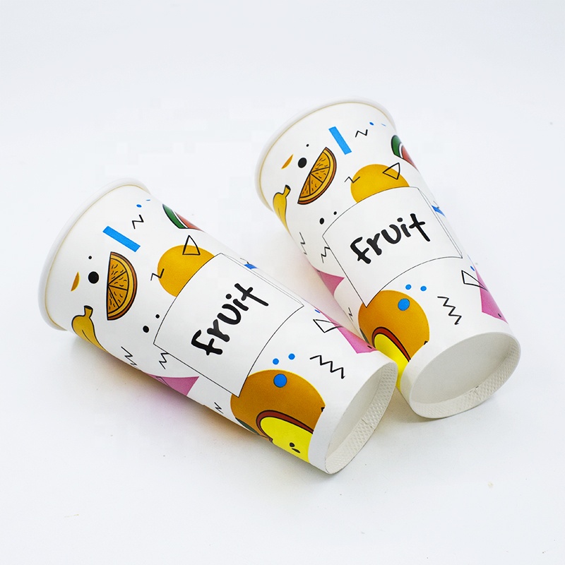 22oz Double Pe Coated Cold Drink Paper Cup Printed Disposable Paper Hot/cold Drink Cups