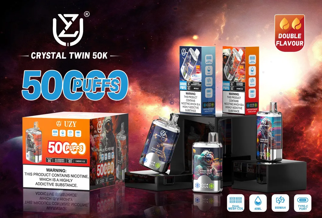Updated Design Top Tier Uzy Crystal Twin 50000 Puffs Great Value Electronic Cigarette Device