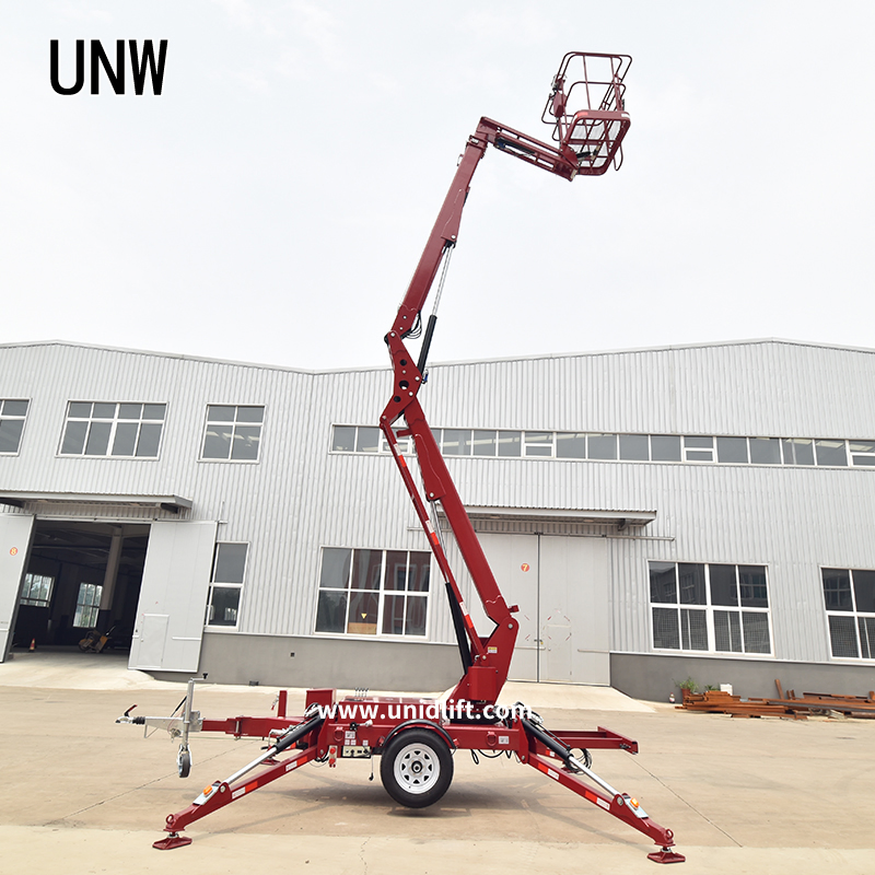China 10m-24m Hydraulic Telescopic Cherry Picker Aerial Manlift Platform Trailer Towable Boom Lift for Tree Trimming