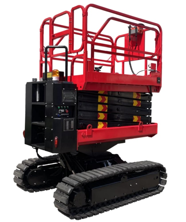 8m 10m 12m 300kg 450kg Crawler Hydraulic Portable Scissor Lifts/Outdoor Rough Terrain Scissor Lift