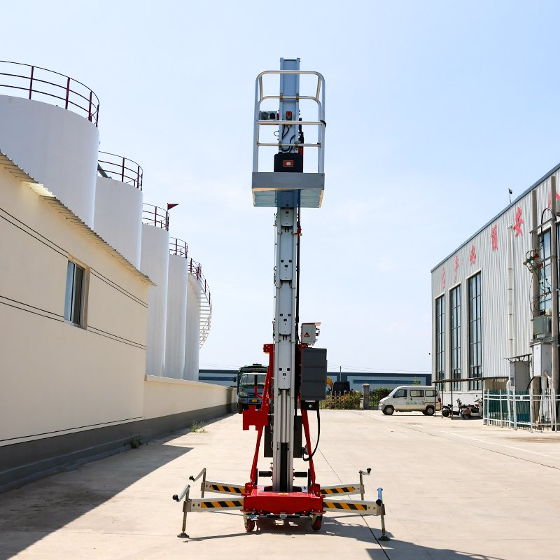 Chinese Red Excellent Performance Single Mast 8m 10m 14m Aluminum Alloy Aerial Work Lift Platform