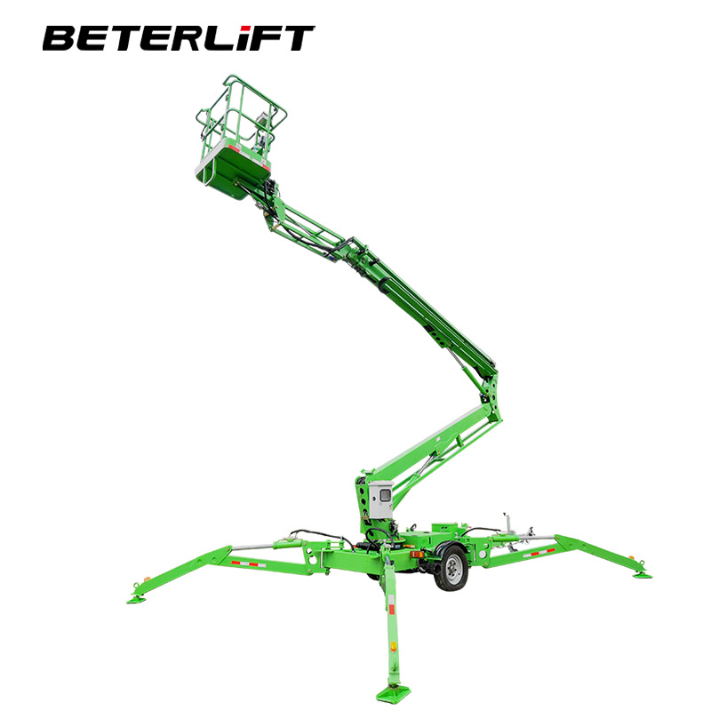 22m Tractor Towable Cherry Picker with Tool Basket and Four Stable Outriggers