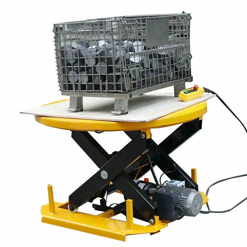 Electric Table Lift Round Shape Single Scissor Hydraulic Rotary Pallet Lift Table