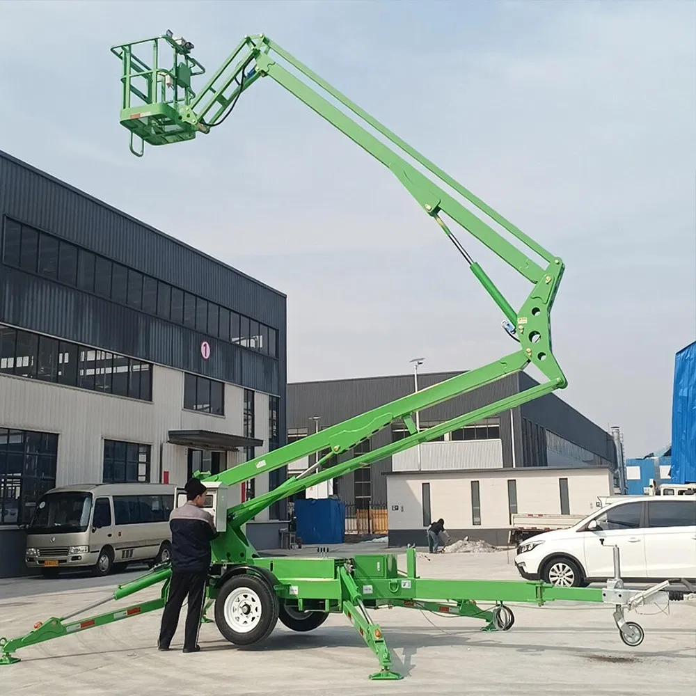 Hot Sell CE Certificated Small Electric Tractor Mounted 10~18m Towable Boom Cherry Picker Price