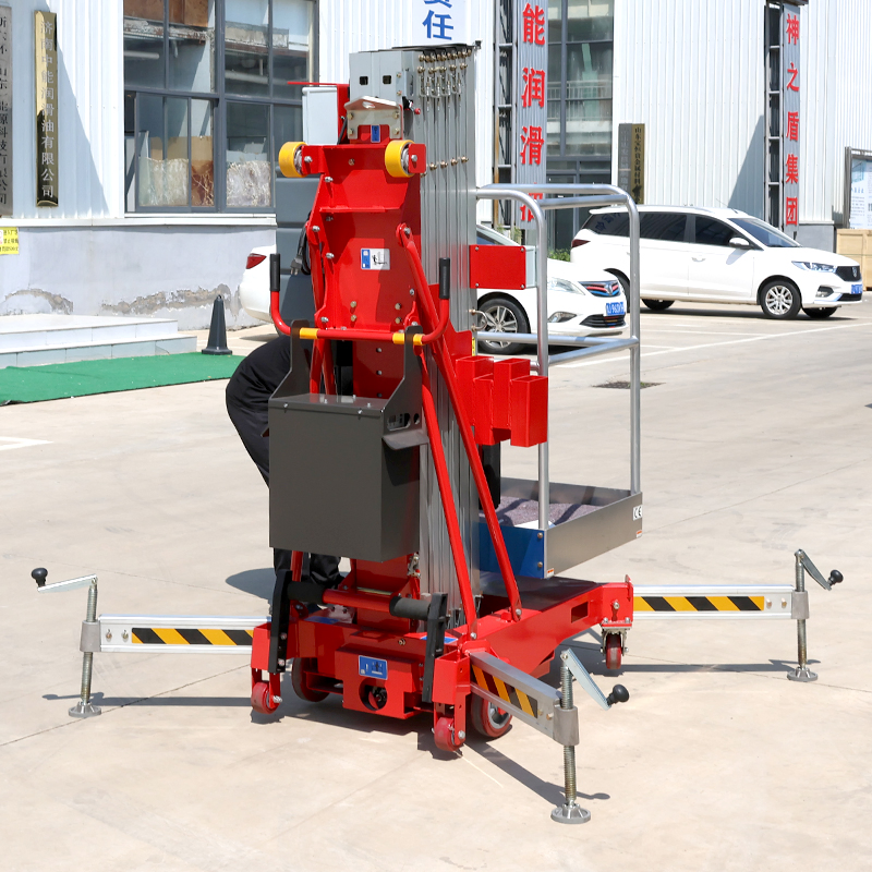 Chinese Red Excellent Performance Single Mast 8m 10m 14m Aluminum Alloy Aerial Work Lift Platform